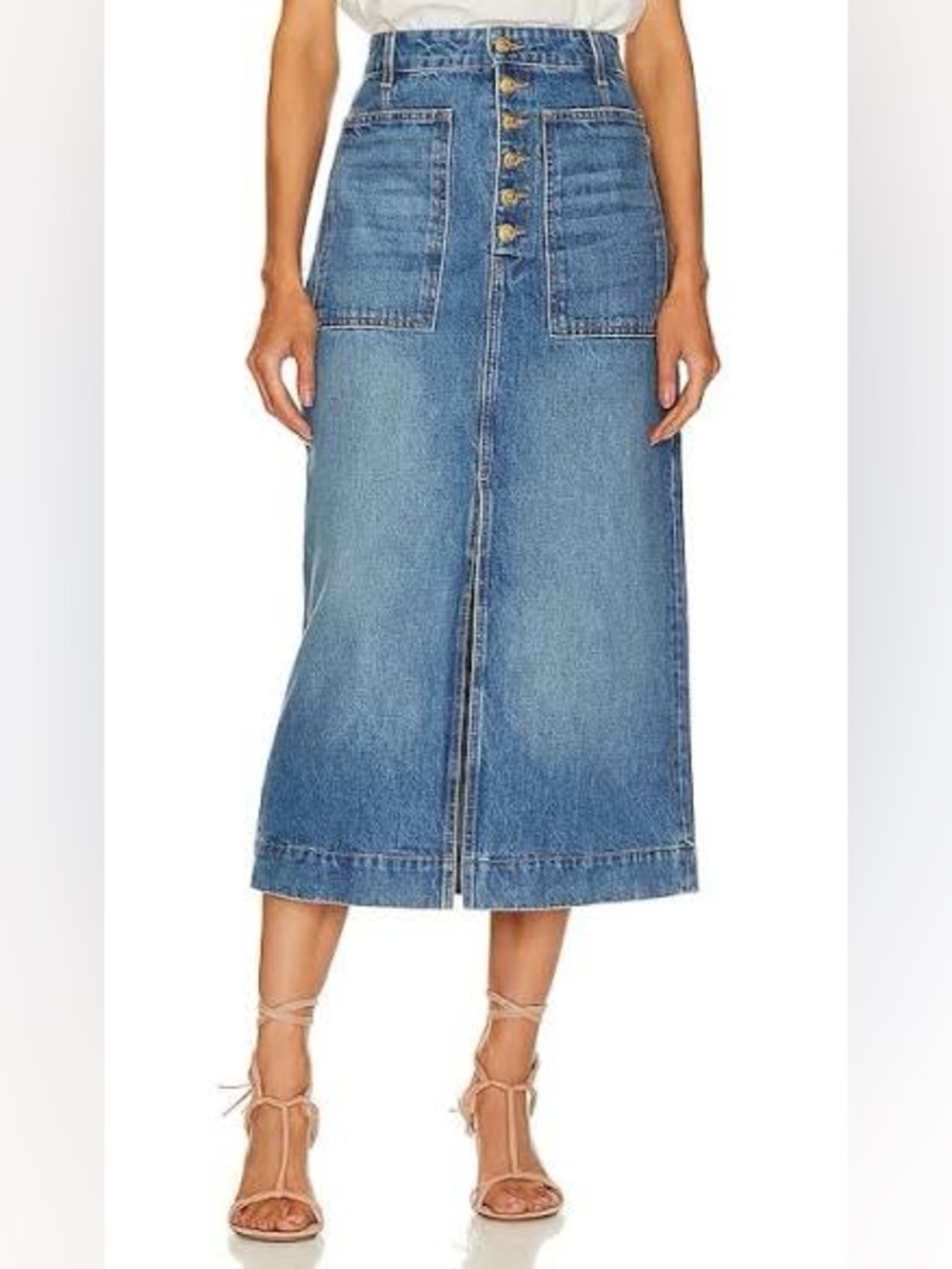 Ulla Johnson Bea Denim Midi Skirt, sz 0